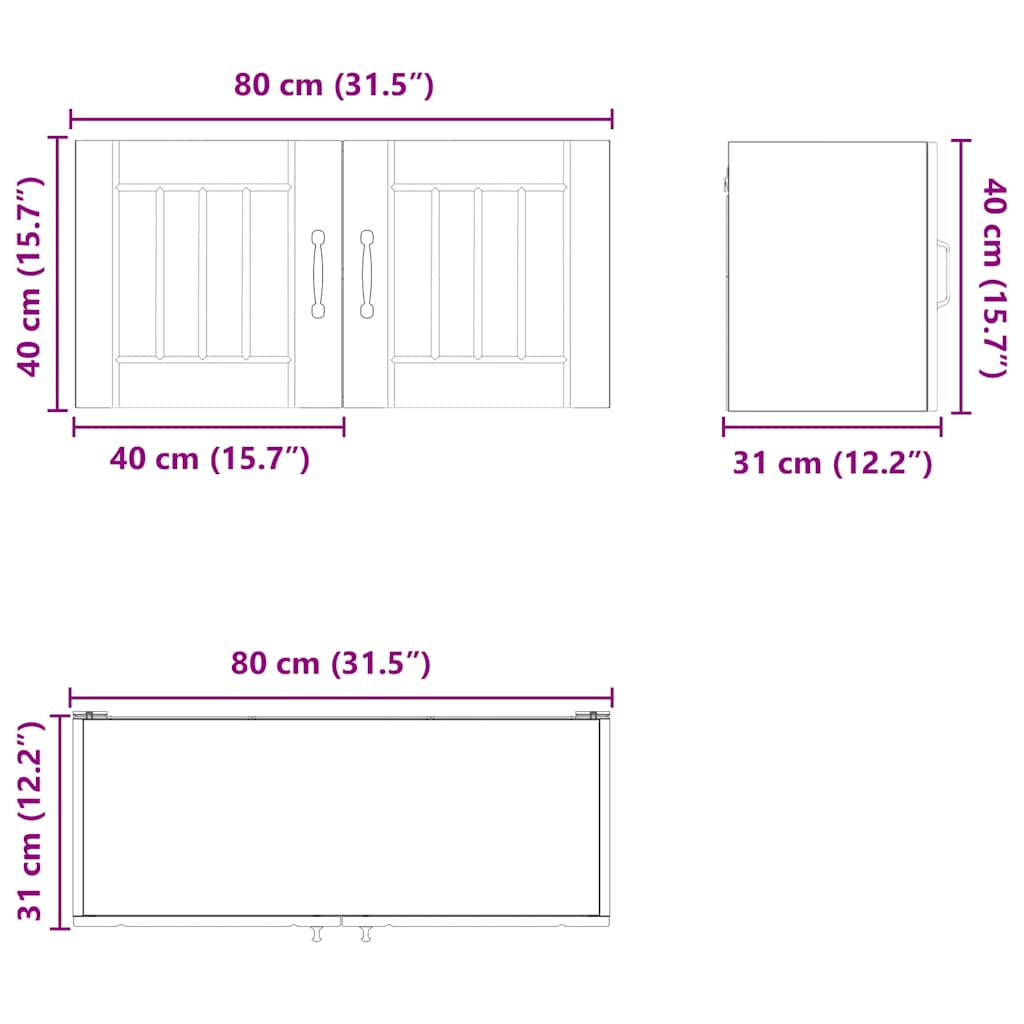 Wall Cabinet LUCCA Concrete Grey 80 x 31 x 40 cm Particleboard