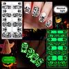New Luminous Halloween Nail Art Sticker 16 Nail Oil Film Nail Sticker European and American Dark Nail Art Sticker