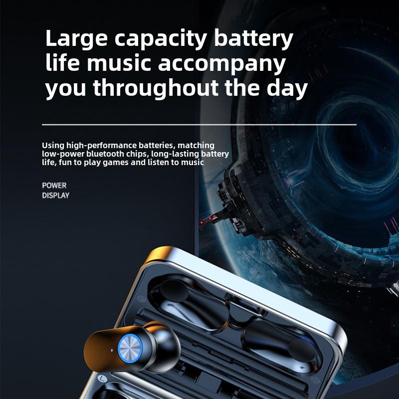 Mirror Digital Display Wireless Bluetooth Headphones In-ear Long Endurance Sports Headphones with Handle