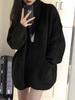 2025 Übergröße V-Ausschnitt Strick-Cardigan: Lockerer, mittellanger Strickmantel mit Taschen, lässiger koreanischer Stil, Herbstkollektion für Damen