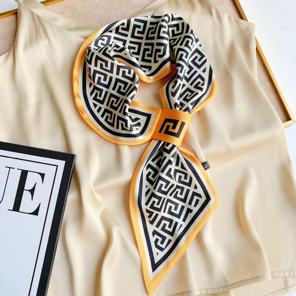 Longue petite écharpe en soie, écharpe haut de gamme, sac de reliure, écharpe de chemise assortie polyvalente