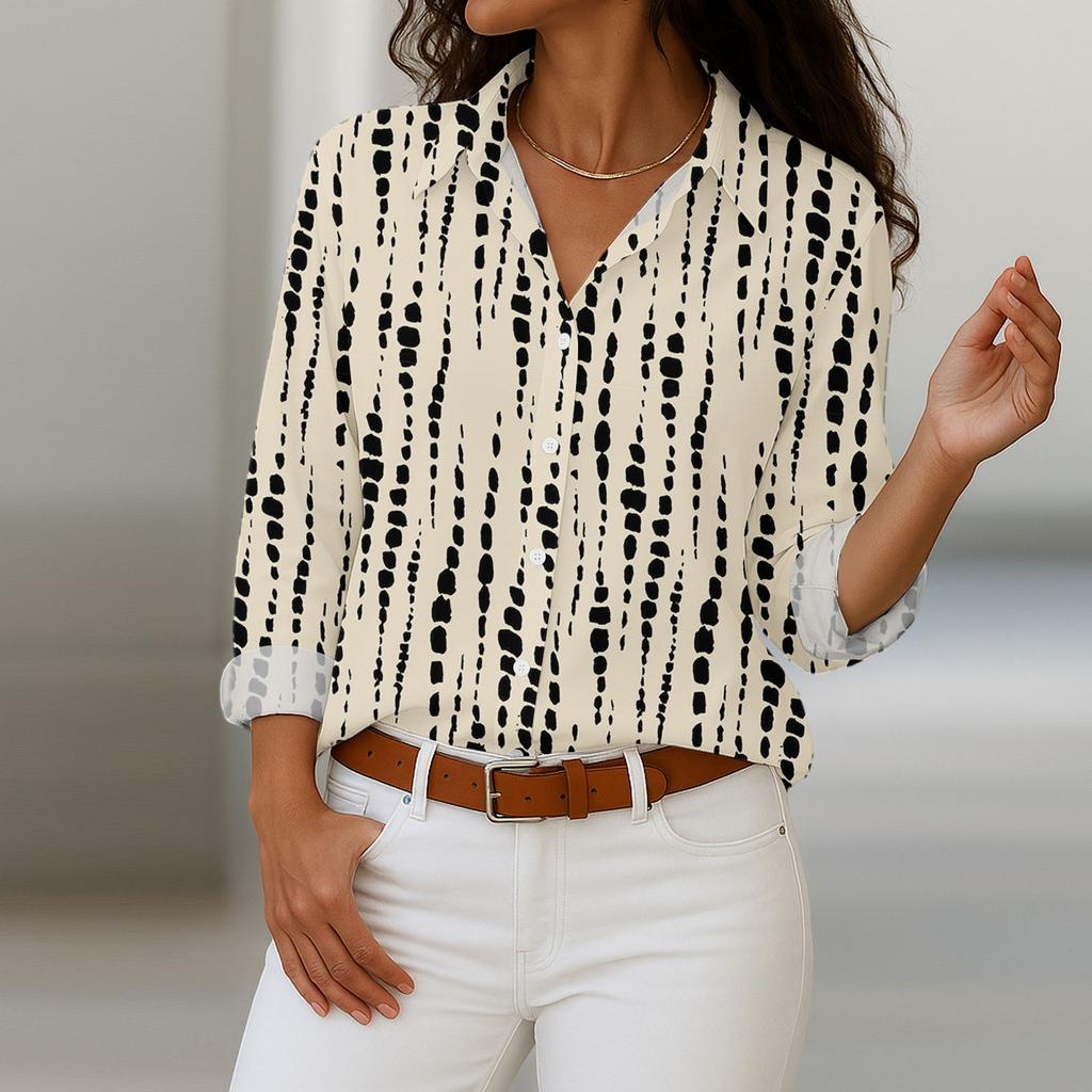 Women's Shirt With Floral Print Buttons, Long Sleeved Casual Regular Shirt  Blouses Casual Plus Size Basic Tops