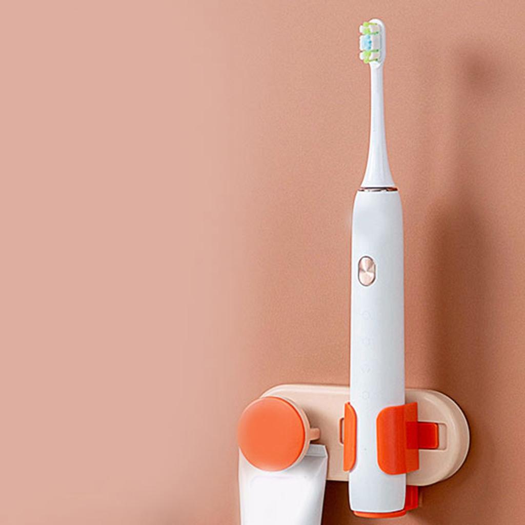 Badezimmer Zahnbürstenhalter Multifunktionales Wandmontiertes Zahnbürstenaufbewahrungsregal für HaushaltRosa Orange mit Becher