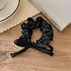Versatile Black & White Polka Dot Bow Hair Tie – High Elastic Fabric Ponytail Holder for Women