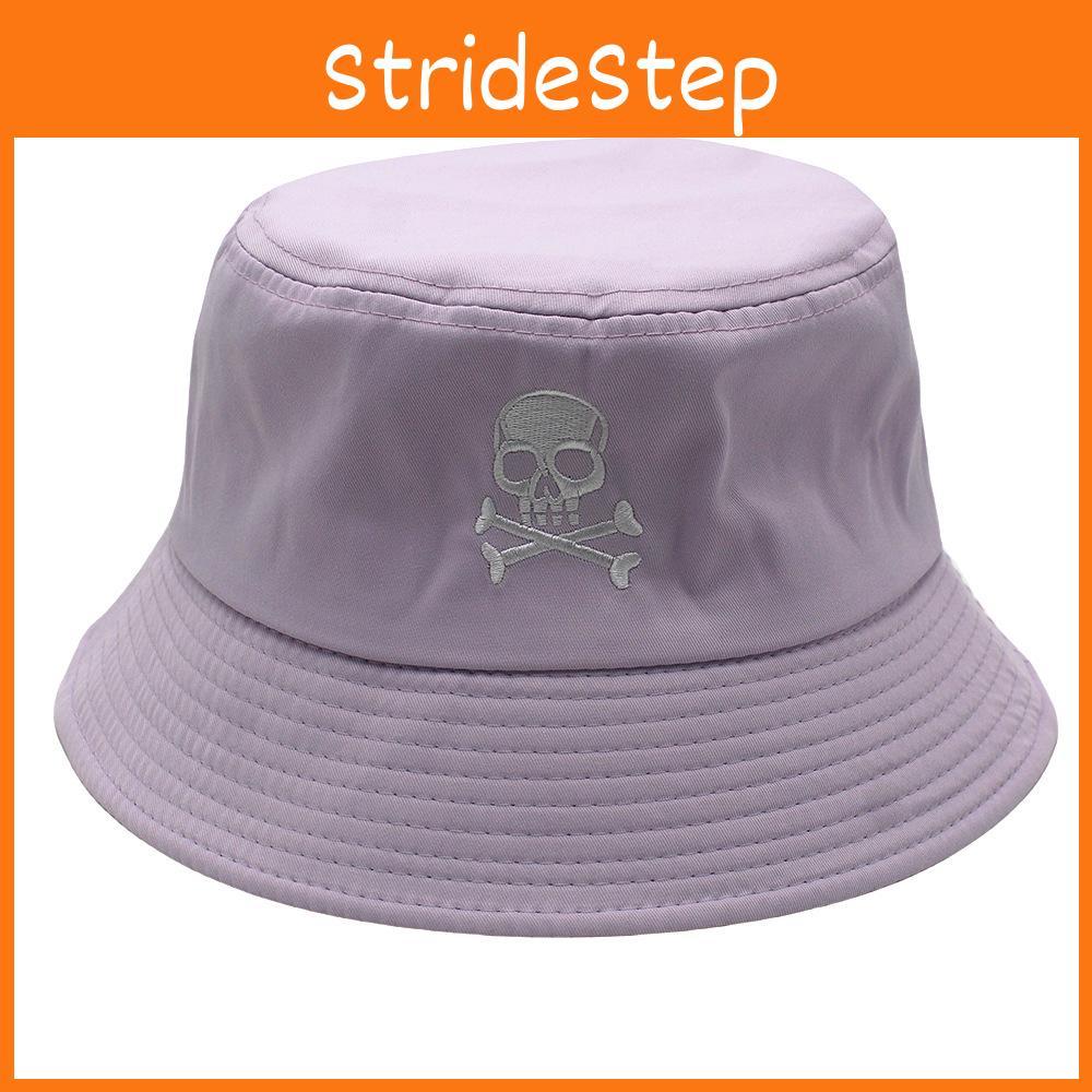Simple Hat Fisherman With Solid Color Design And Skull Embroidery For Daily