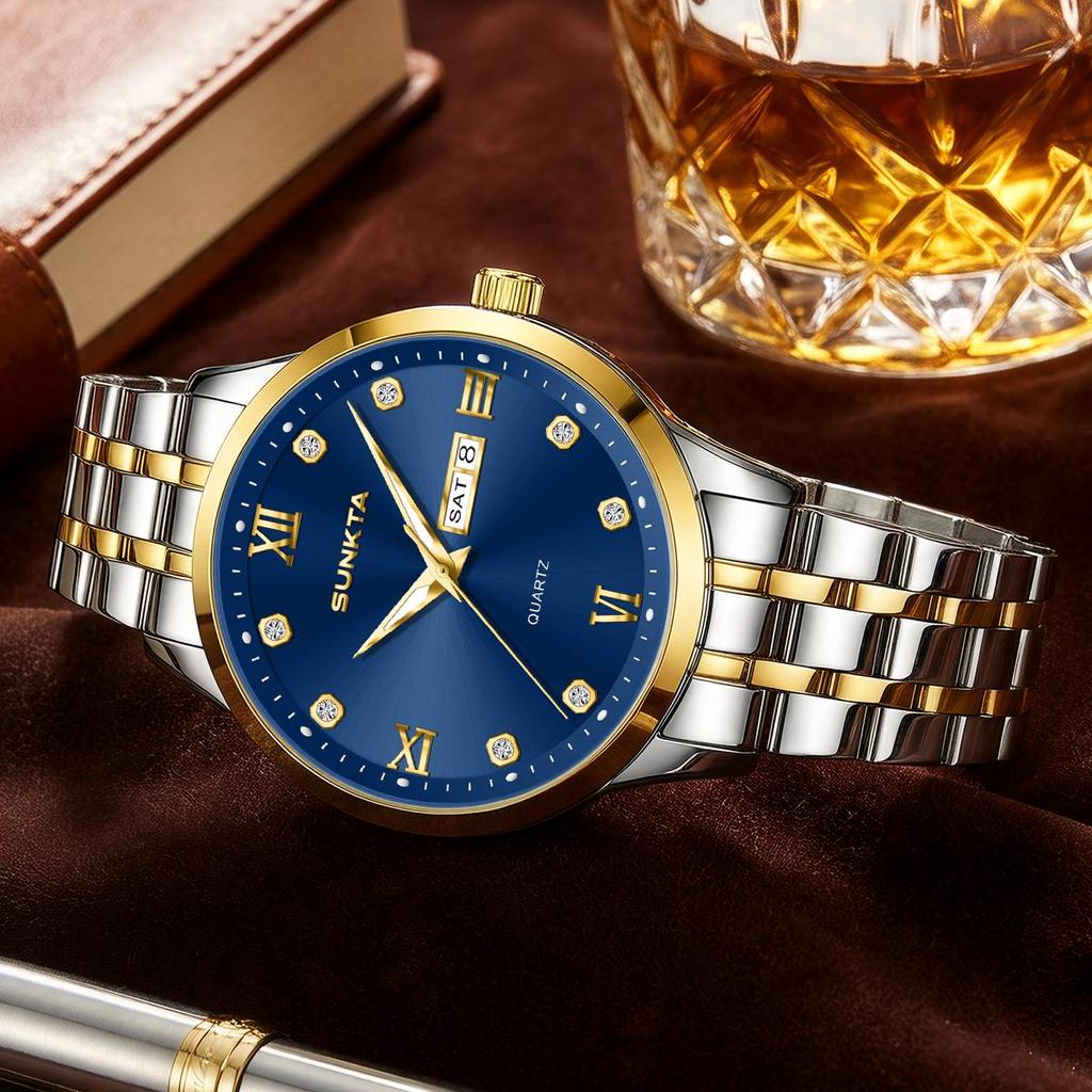 Sunkta New Men Watch Luxury Business All-steel Watch Classic Fashion Men's Quartz Watch