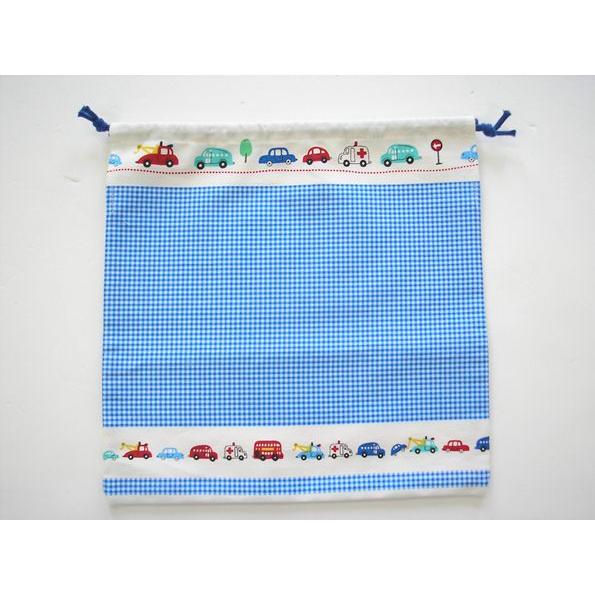 Drawstring bag, small, white, gingham car, drawstring bag, gym clothes holder, gym clothes holder, changing bag, kindergarten entrance, school