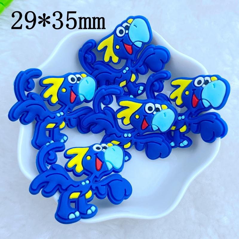 10pcs New Cute Cartoon Little Dinosaur Series PVC Flexible Glue Flat Back DIY Scrapbook Embellishment Phone Craft Decoration