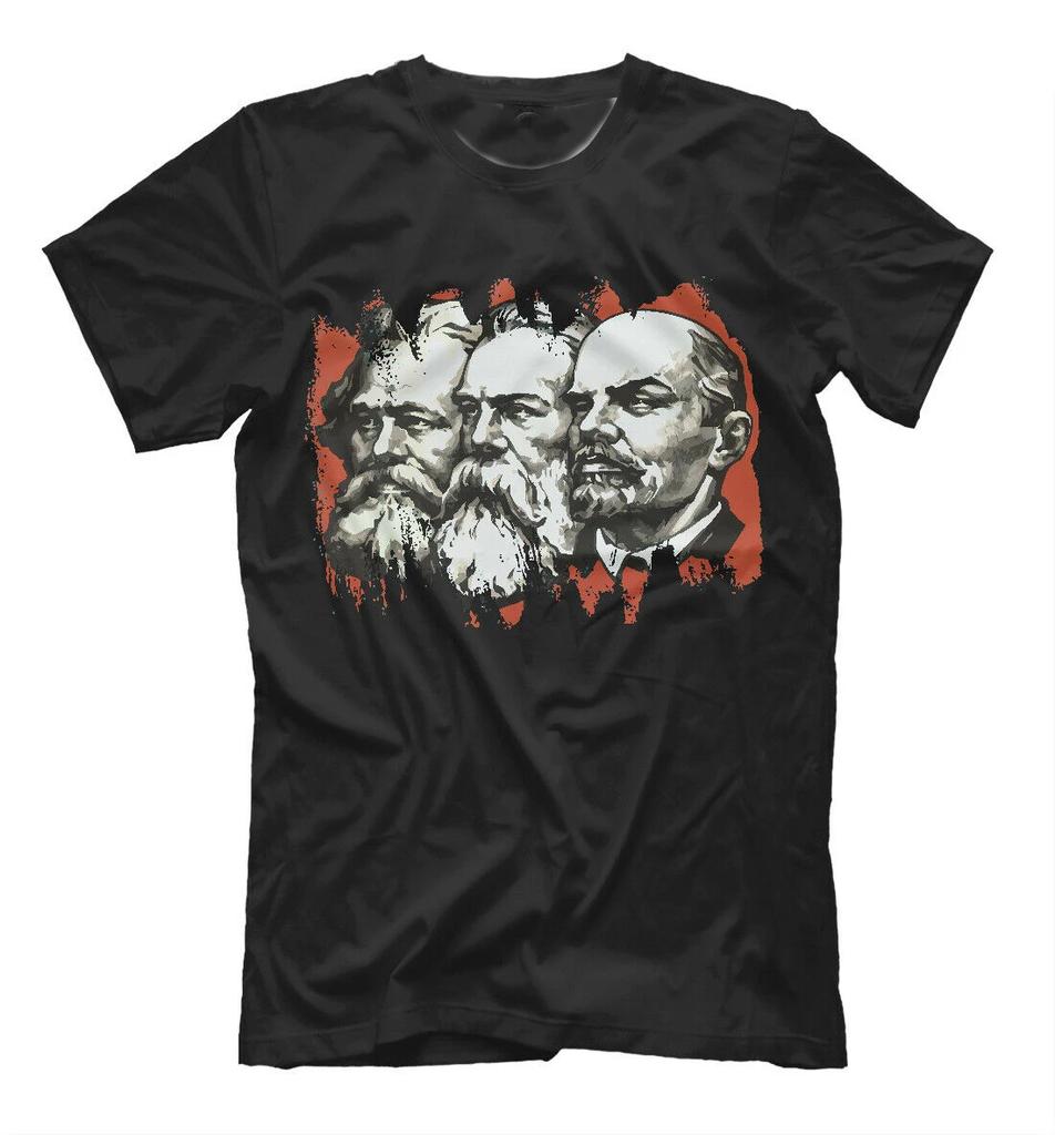 Lenin Marx Engels USSR Soviet Union Retro Communist Poster TShirt Summer Cotton Short Sleeve ONeck Mens T Shirt New S3XL