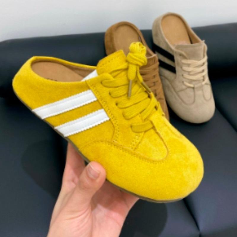 Temperament bag head half slippers women wear new summer and autumn thick bottom lazy one pedal