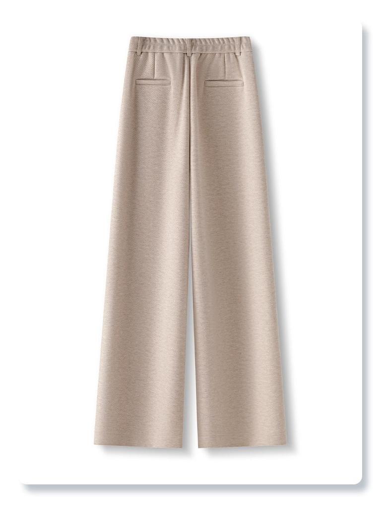 Women's Woolen Wide-Leg Drape Pants: New 2025 Loose, Stylish Velvet-Enhanced Suit Trousers for Autumn and Winter.