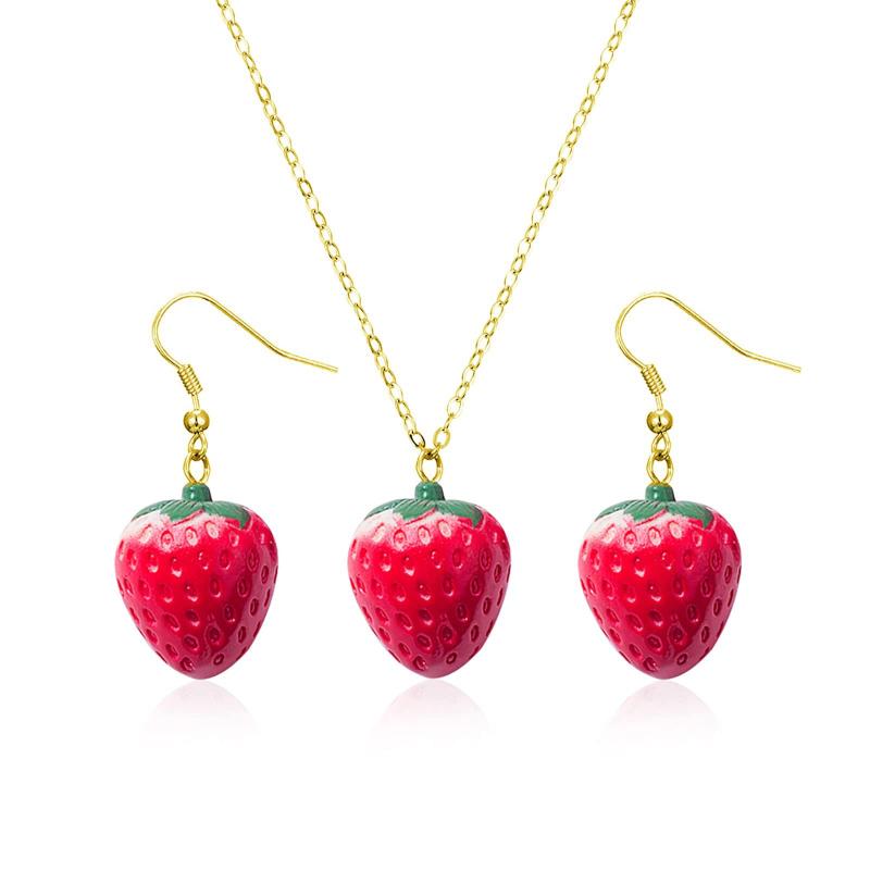 Unique Pastoral-Style Strawberry Earrings Hooks And Pendants Featuring Three-Dimensional Fruit Designs