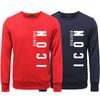 ICON Europe Men's Cotton Terry Round Neck Hoodie – Trendy Letter Print, Casual Loose Fit for Spring & Autumn