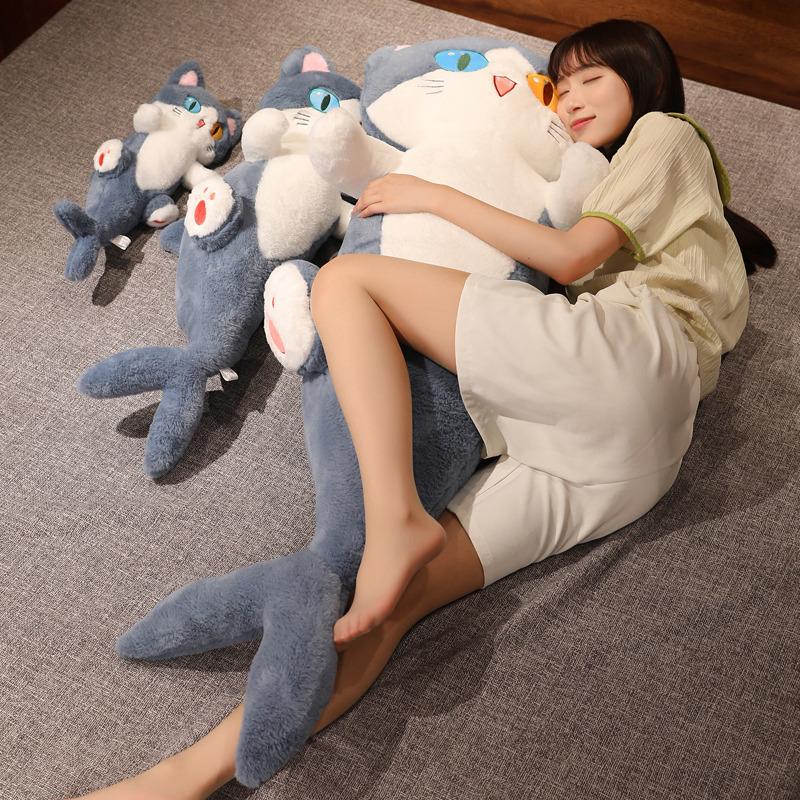 Cartoon Eye Shark Cat Pillow Plush Toy Shark Cat Doll Girl Ragdoll Girlfriend Birthday Gift