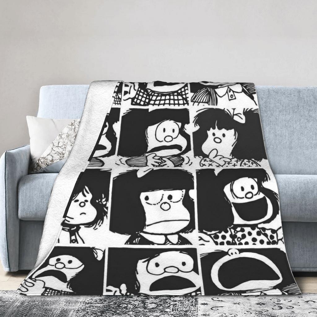 Mafaldas  Collage Flannel Blanket Cute Kawaii Fashion Throw Blanket for Bed Sofa Couch 150*125cm Bedspreads,
