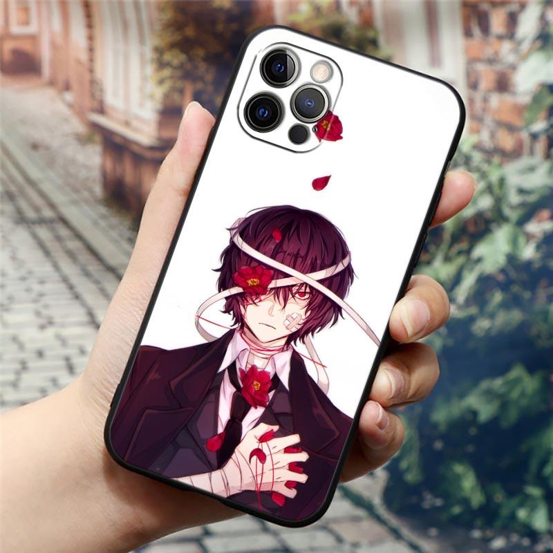 Pouzdro na telefon Cartoon Anime Bungou Stray Dogs Dazai Osamu pro iPhone14 13 12 11 Pro Max 8 7 SE XR XS Plus Černý měkký silikonový kryt