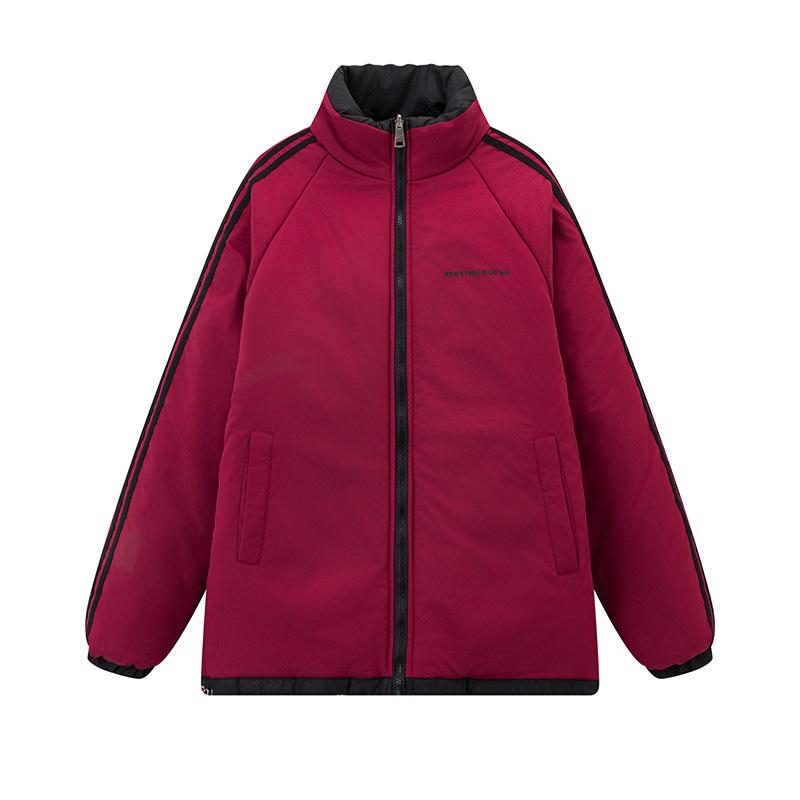 Winter Outdoor Windproof Thickened Cotton Jacket for Women, Double-sided Unisex Couple Style Coat with Baby's Breath