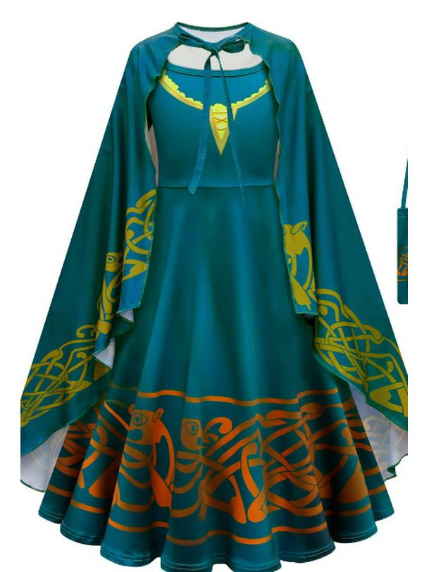 Statečná legenda Merida Dívčí Halloweenský set dlouhé sukně a pláště