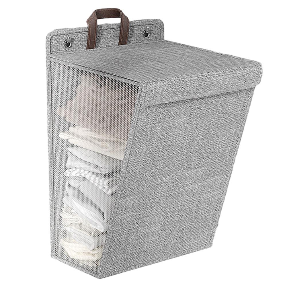 

Hanging Laundry Basket Large Capacity Hamper Space-Saving Foldable Storage Bag Folding Dirty Clothes Basket for Bathroom Bedroom серый
