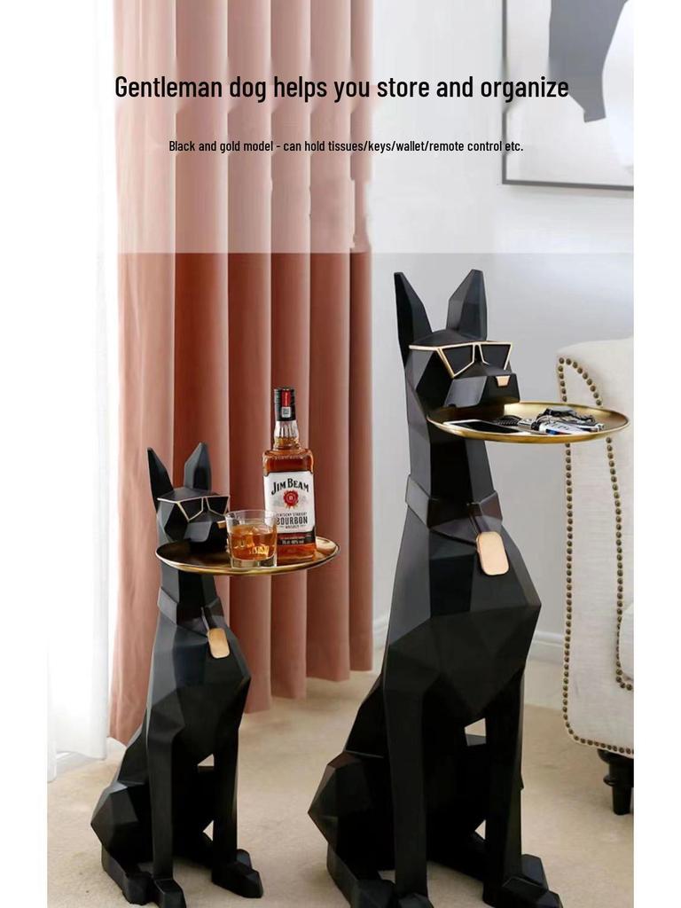 Nordycka Wysokiej Klasy Żywiczna Figurka Psa Dżentelmena Dekoracja Podłogowa