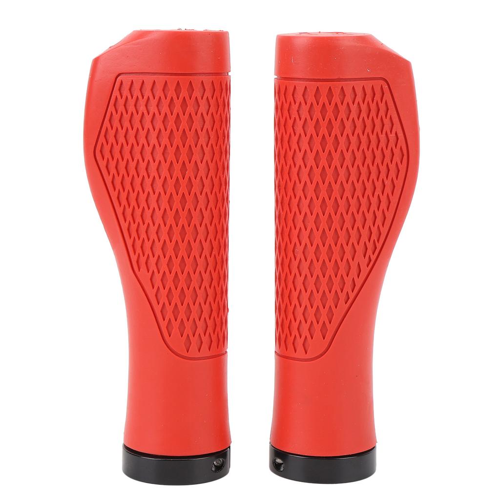 Pair of Cycling Handlebar Grips Rubber Anti Slip Shock Absorbing Ergonomic Cycle Locking Handle Grips Red