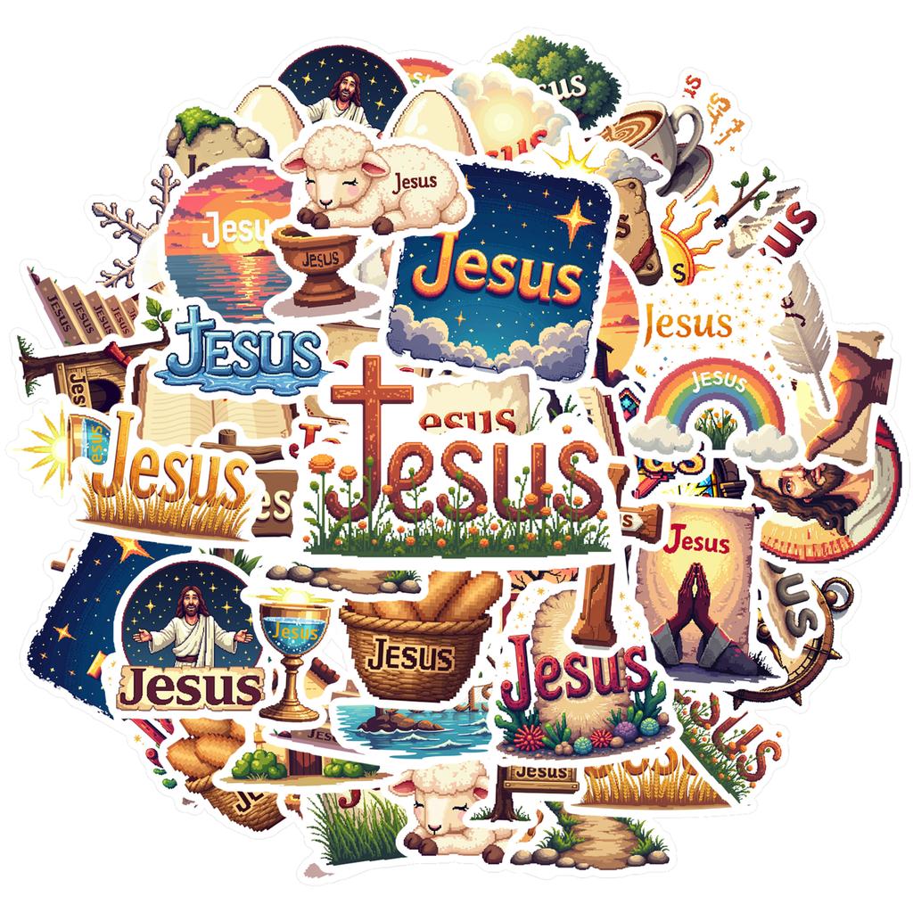 35pcs-70pcs  Spirituality Stickers Iconic Jesus Teacher Reward Stickers Religious Stickers For Notebook Luggage Mobile