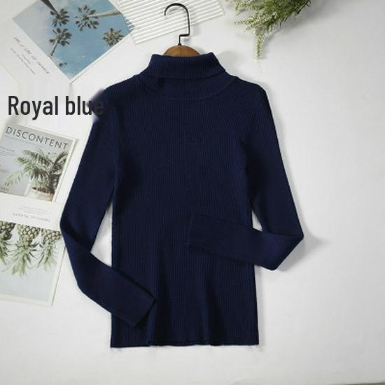 2025 Autumn/Winter Women's High Neck Pullover Sweater, Long Sleeve, Slim Fit, Solid Color Knitwear