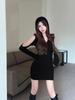 Backless Hooded Long-Sleeve Dress - Autumn Style with Waist Tie and Hip-Hugging Design