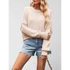 European and American New Women's Fashion Round Neck Knitted Sweater Solid Color Loose Pullover Sweater