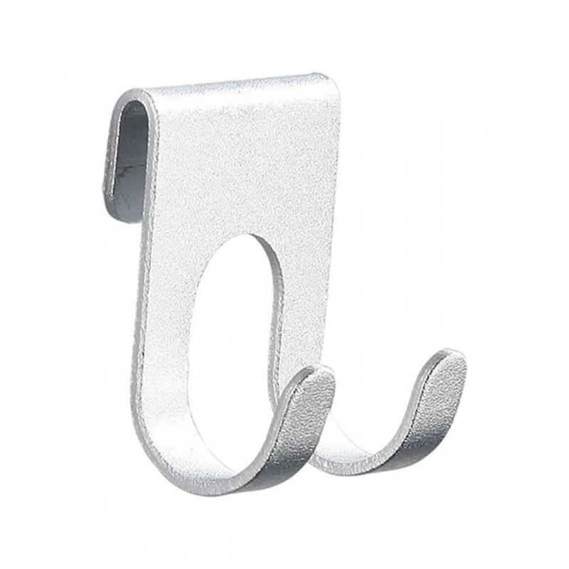 Bathroom Aluminum Hook Punch Free Wall Mounted Hook Towel Shower Glass Door Hook Shelf Bag