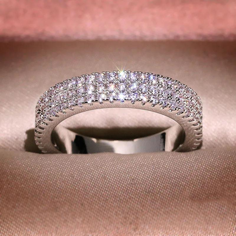 Romantic Promise Ring  Sterling Silver Dazzling Pave AAAAA Cz Wedding Band Rings for Women Bridal Statement  Gift