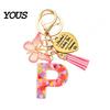 Keychain Pendant Pendant, Sequins Initial Letter Charm Key Chain with Butterfly Tassel Stainless Durable Steel Heart Design, A-Z Holder for Bag