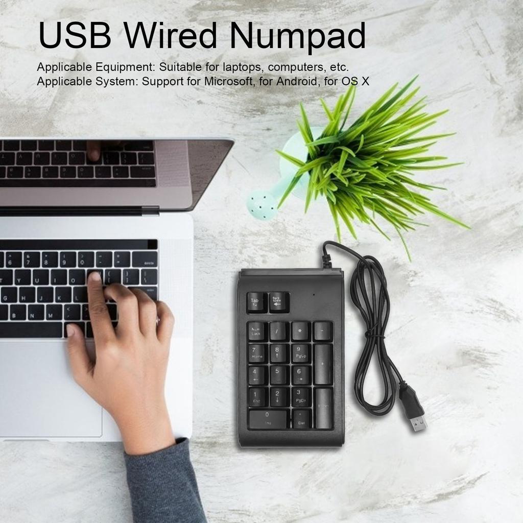 USB Wired Numeric Keypad 19 Keys Number Pad Waterproof RGB Backlight Portable for Notebook Laptop Computer