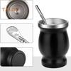 Yerba Mate Cup Set Double Wall Stainless Steel Gourd Shape Cup with Bombilla Teacup Cleaning Brush Antioxidant Rich Energy Boost Tea Kit