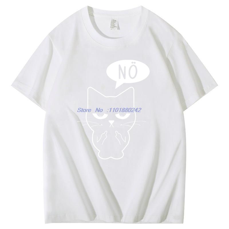 Funny Cat Showing Middle Finger Fashion Graphic T Shirts Summer Short Sleeve Tshirts Unisex Cotton Casual Streetwear Tshirt