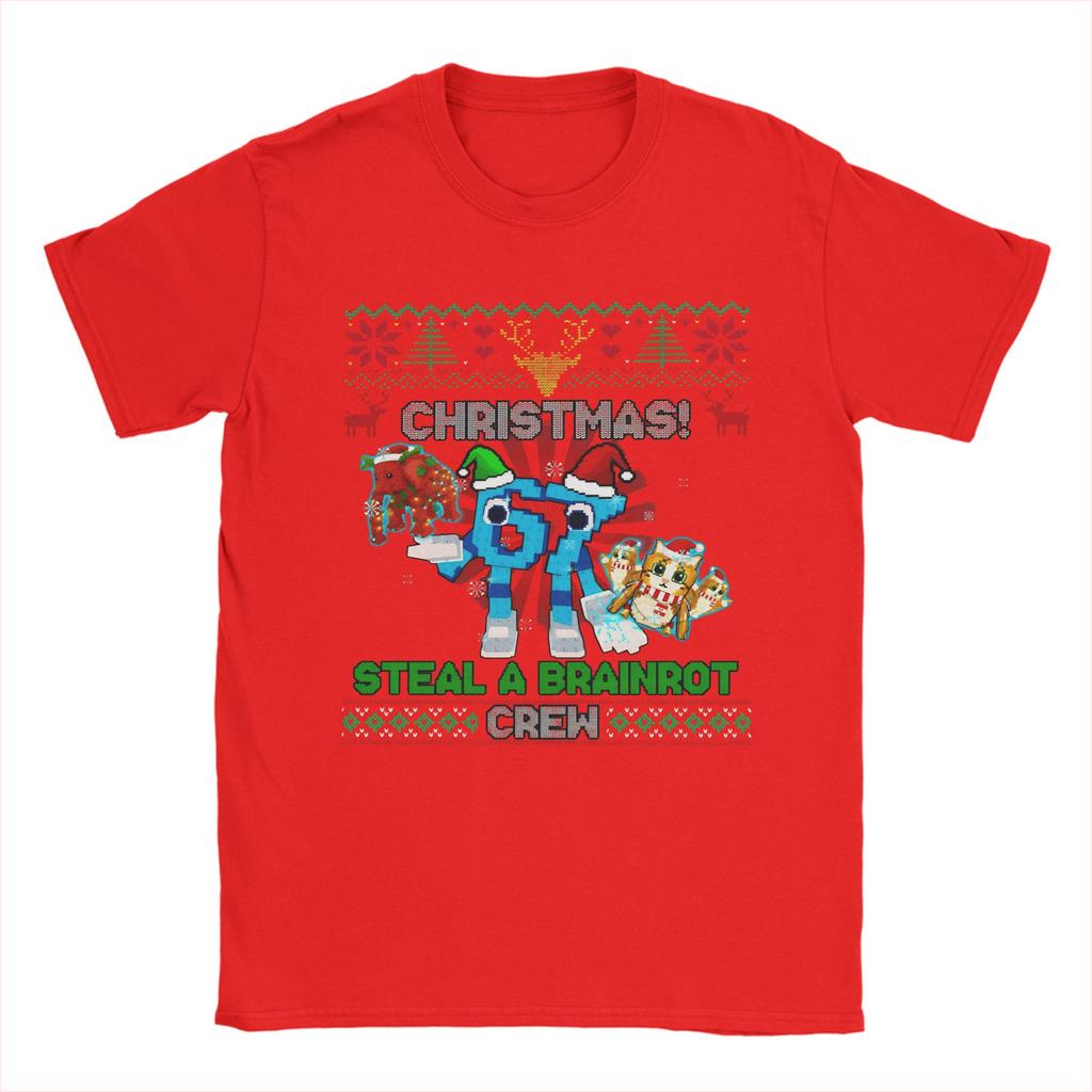 Men TShirts Funny With Elephant And Meowl Steal A Brainrot Christmas Crew Awesome 100 Cotton Tee Shirt Round Collar Tops Gift
