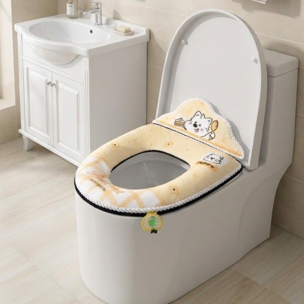 Zippered Plush Toilet Cushion With Backrest Toilet Seat Mat Toilet Seat Pad Winter Use