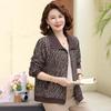 Middle-aged Women's Striped Long-sleeve Turn-down Collar Casual Jacket for Spring and Autumn