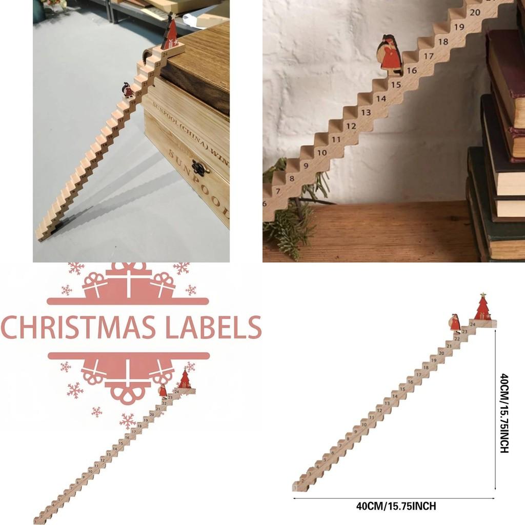 Advent Countdown Festive Santa Claus Staircase Wooden Christmas Countdown Calendar