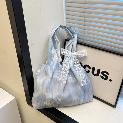 Nuova borsa in tela ricamata letteraria e fresca con tracolla in pizzo, grande capacità, stile borsa a gilet da fata