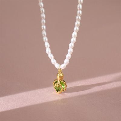 Year Pearl Necklace Women'S High Sense Simple And Versatile Cabbage Pendant Neck Chain