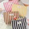 Pink White Striped Makeup Bag, Large Capacity Travel Cosmetic Organizer with Zipper for Brushes Lipsticks Jewelry