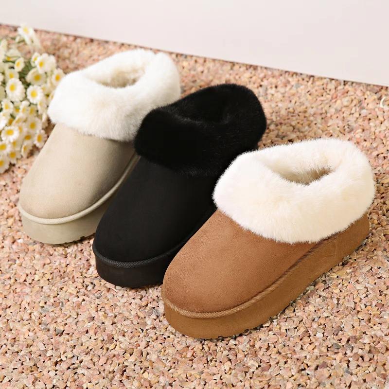 Fashion Warm Boots Women Winter Flats Shoes Short Plush Fur Ankle Snow Boots Casual Shoes Sport Suede Motorcycle Botas Women Slippers