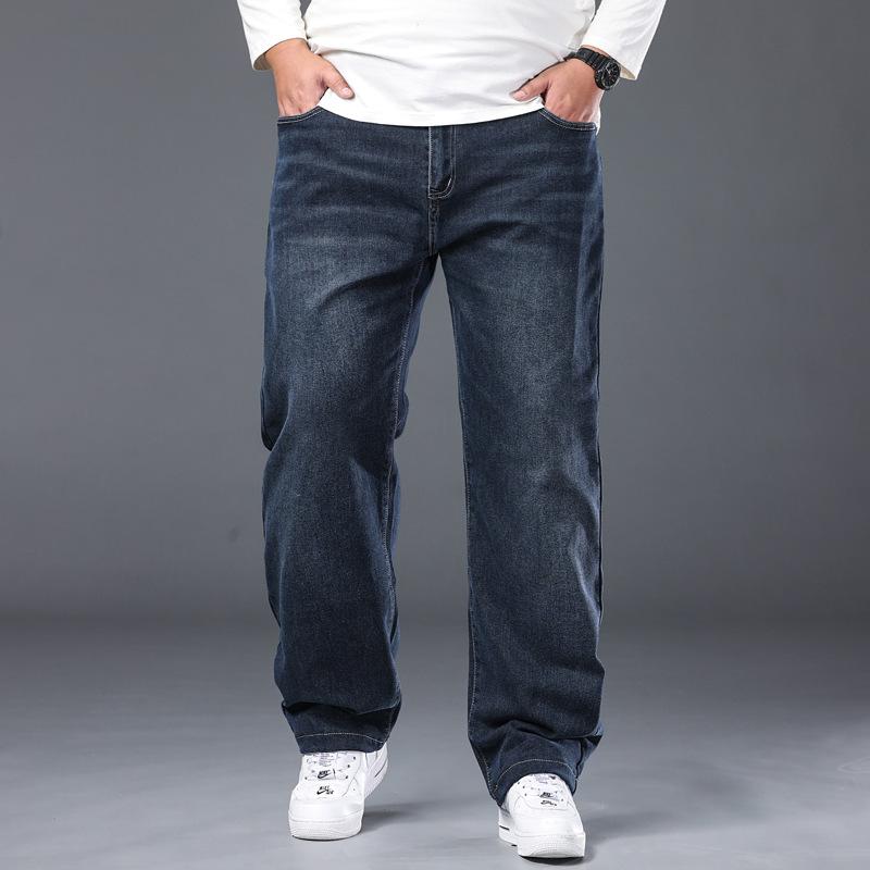 New Arrival Plus Size Men's Jeans: High-Waisted, Relaxed Straight-Leg Stretch Business Trousers