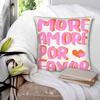 1Pc More Amore Por Favor Slogan Printed Throw Pillow Cover,Suitable For Sofa,Bedroom,Living Room,A Heartwarming Gift For Lovers.