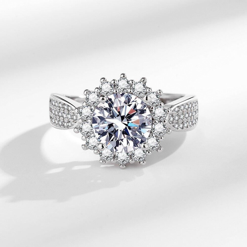 Silve Gorgeous Shiny Stone Zircom Ring For Women Engagement Wedding High Quality Fine Jewelry