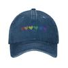 Tiny Rainbow Hearts Subtle Unisex Unstructured Baseball Caps LGBT Rights Distressed Washed Hats Summer Adjustable Fit Snapback