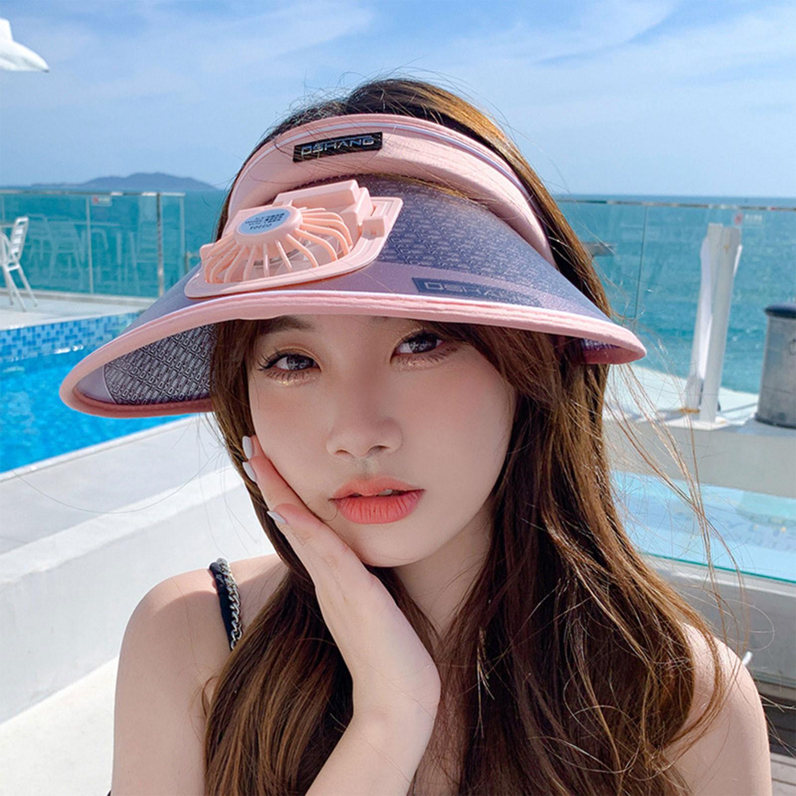 

Кепка вентилятора для зарядки через USB, летняя кепка, охлаждаемая кепка для гольфа, солнцезащитная кепка, дышащая пустая кепка вентилятора с регулируемыми ремнями One Size розовый