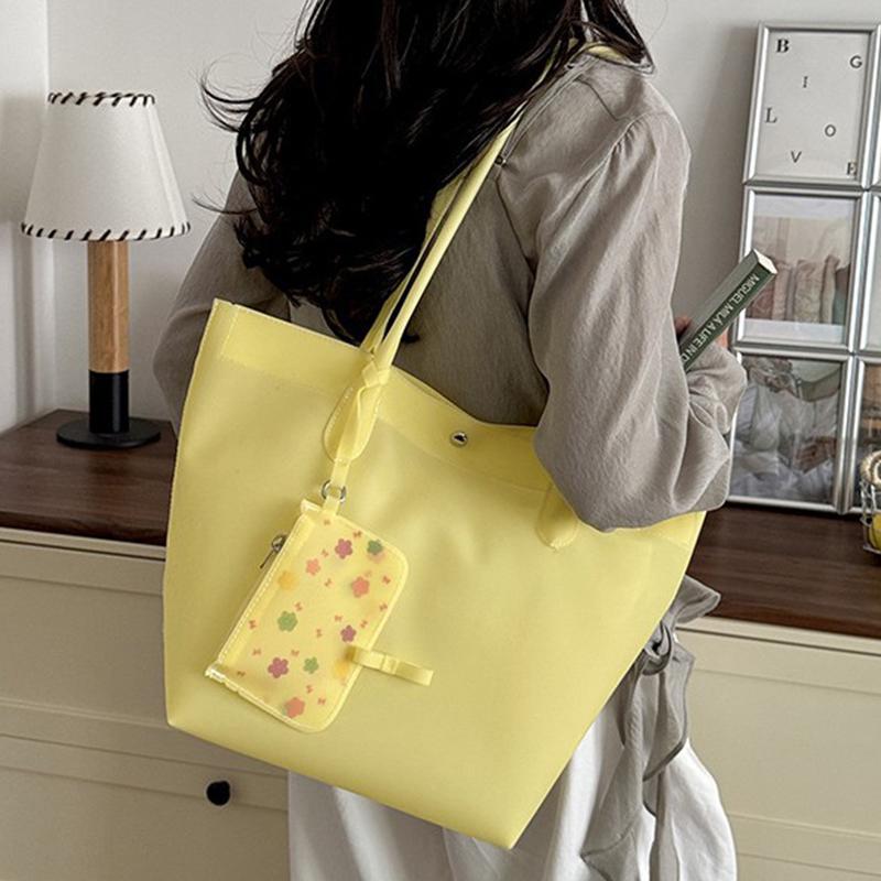 Jelly Color Pvc Clear Tote Bag Women Commute Shoulder Bag Large Capacity Waterproof Shopper Pouch Transparent Top Handle Handbag