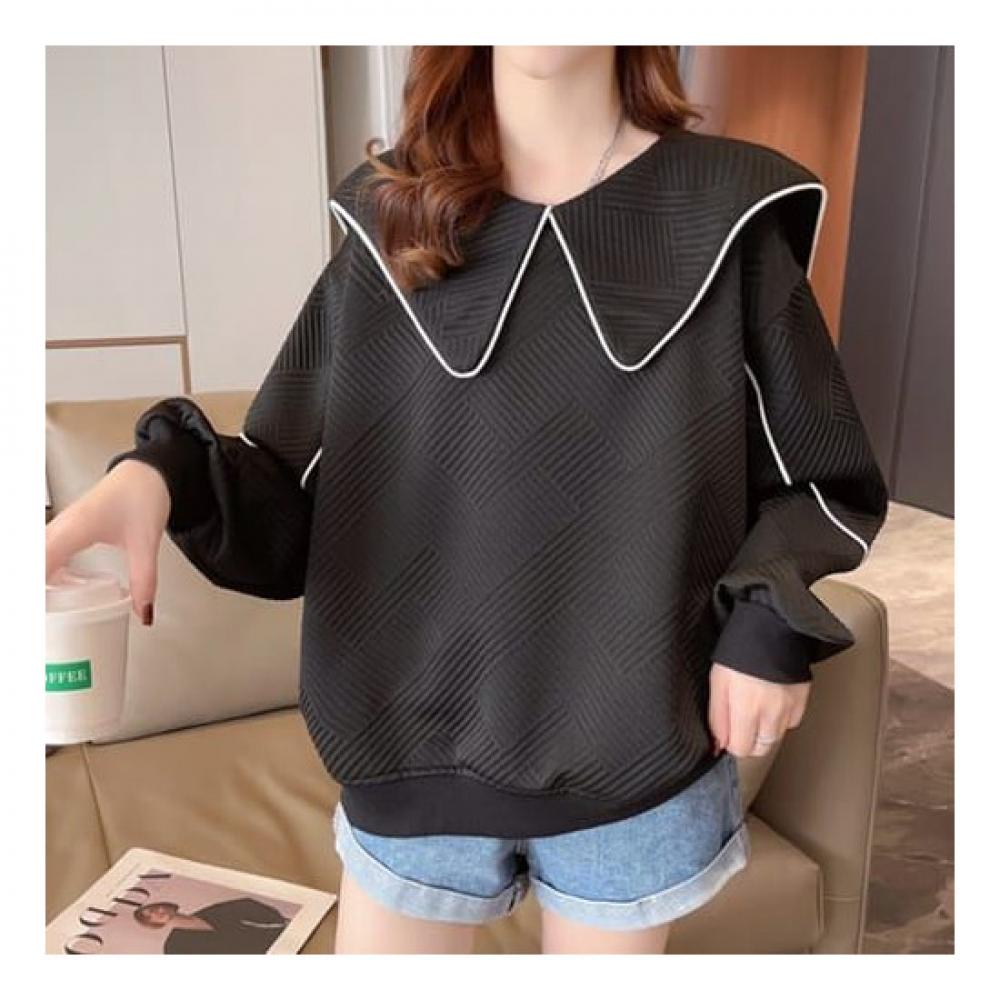 Navava Romantic Sailor Collar Ribbed Long Sleeve Sweater Nt1980